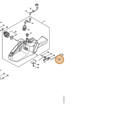 STIHL part 1140-182-1500 — IPL diagram snippet (6x zoom, amber highlight)