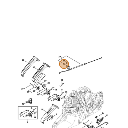 STIHL part 1140-182-1600 — IPL diagram snippet (6x zoom, amber highlight)