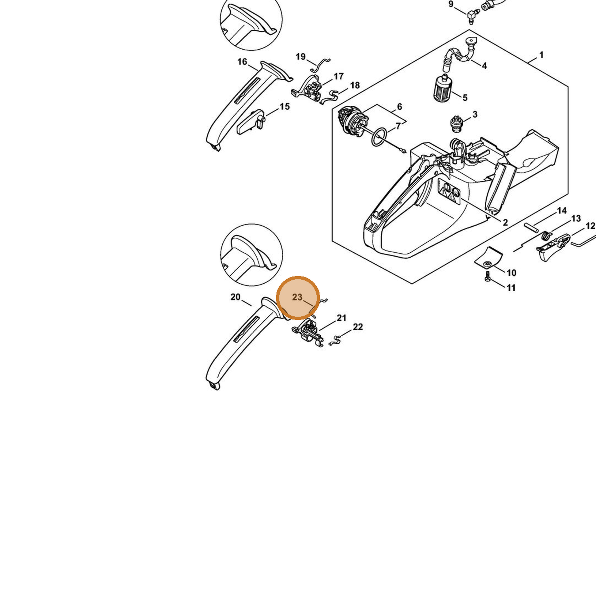 STIHL part 1140-185-1900 — IPL diagram snippet (6x zoom, amber highlight)