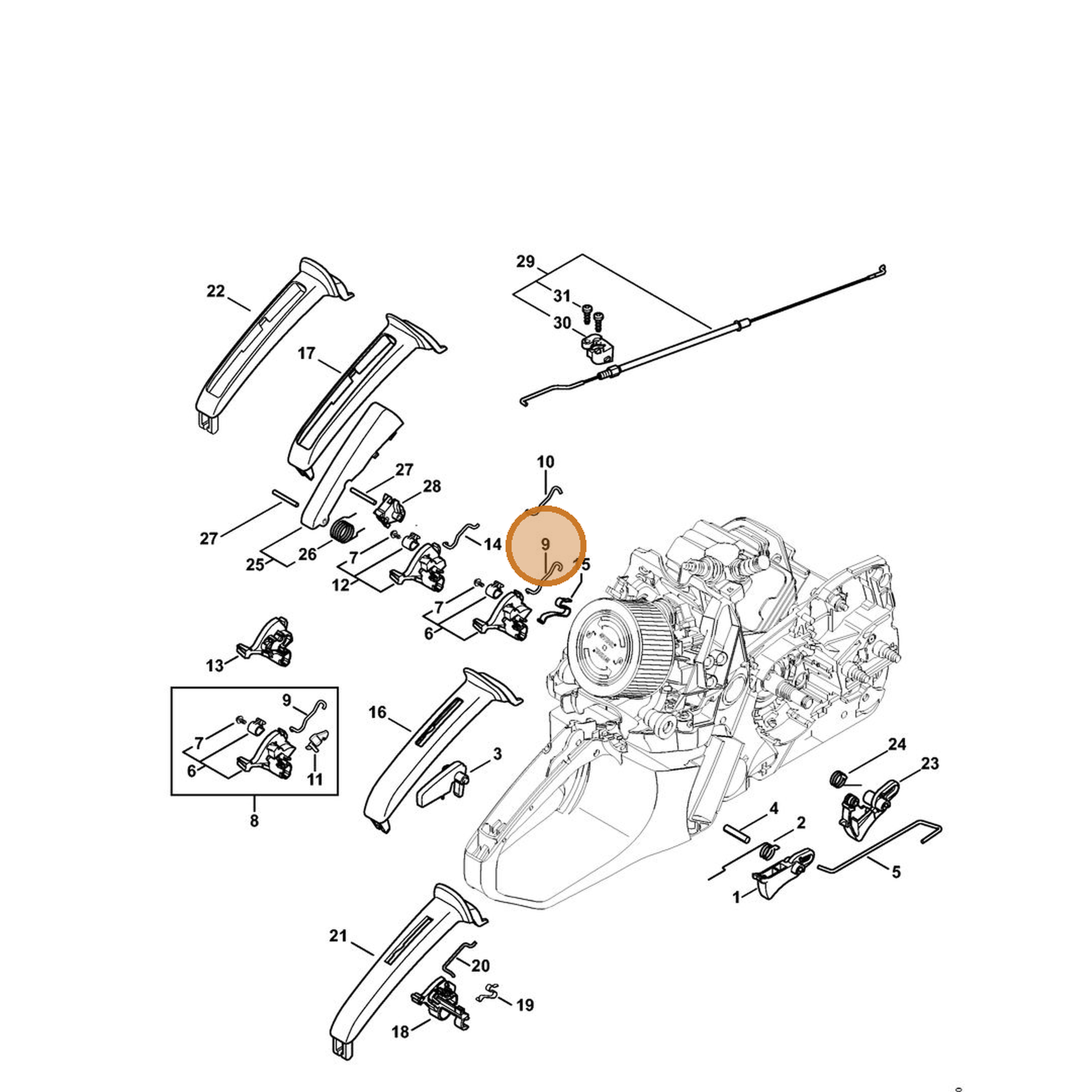 STIHL part 1140-185-1903 — IPL diagram snippet (6x zoom, amber highlight)