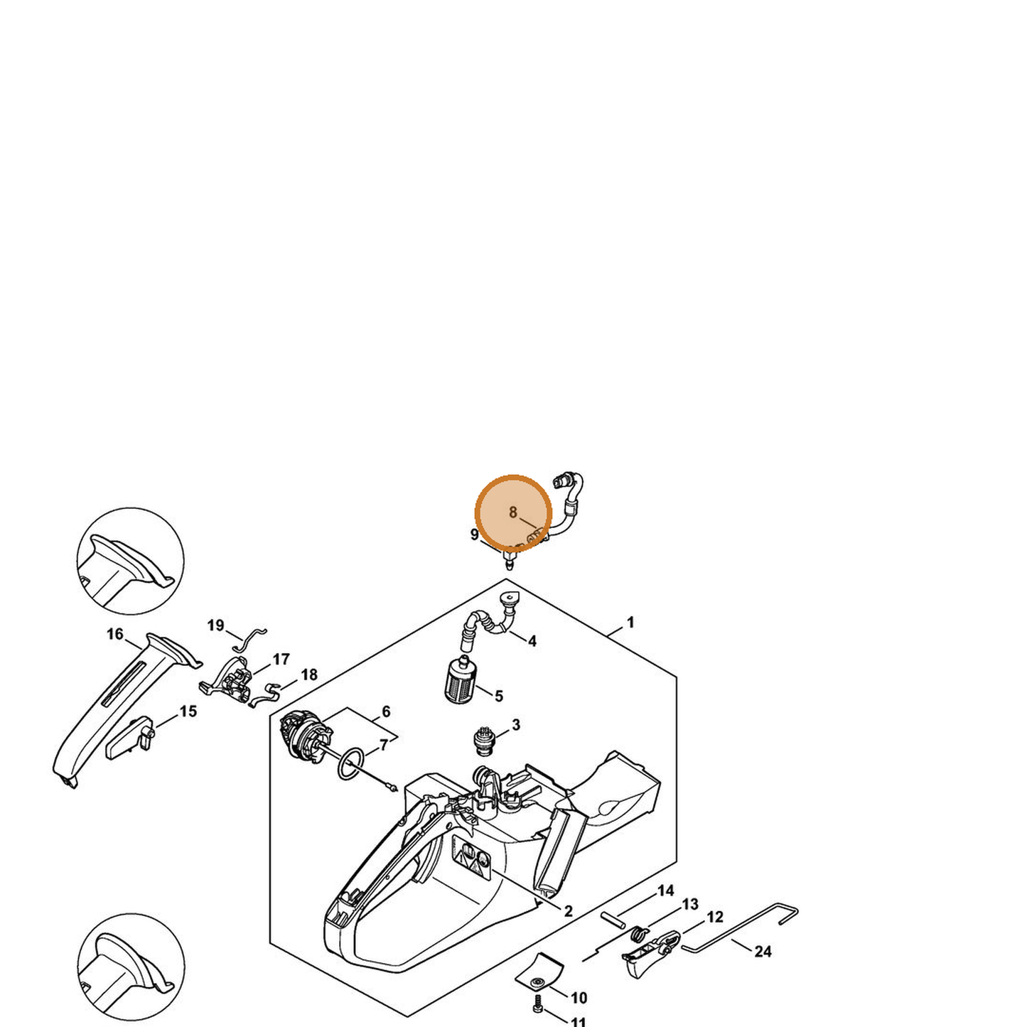 STIHL part 1140-350-2701 — IPL diagram snippet (6x zoom, amber highlight)