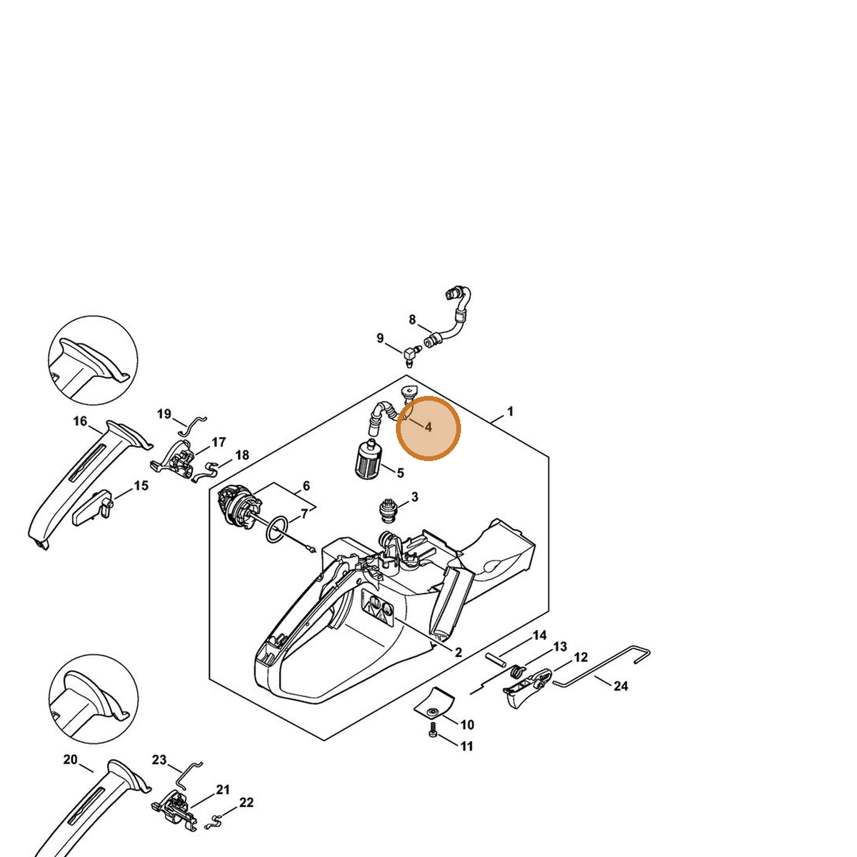 STIHL part 1140-358-7706 — IPL diagram snippet (6x zoom, amber highlight)