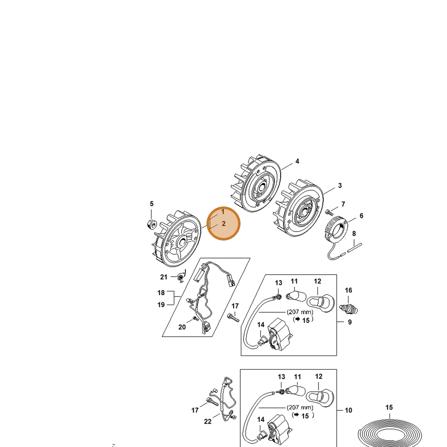 STIHL part 1140-400-1210 — IPL diagram snippet (6x zoom, amber highlight)