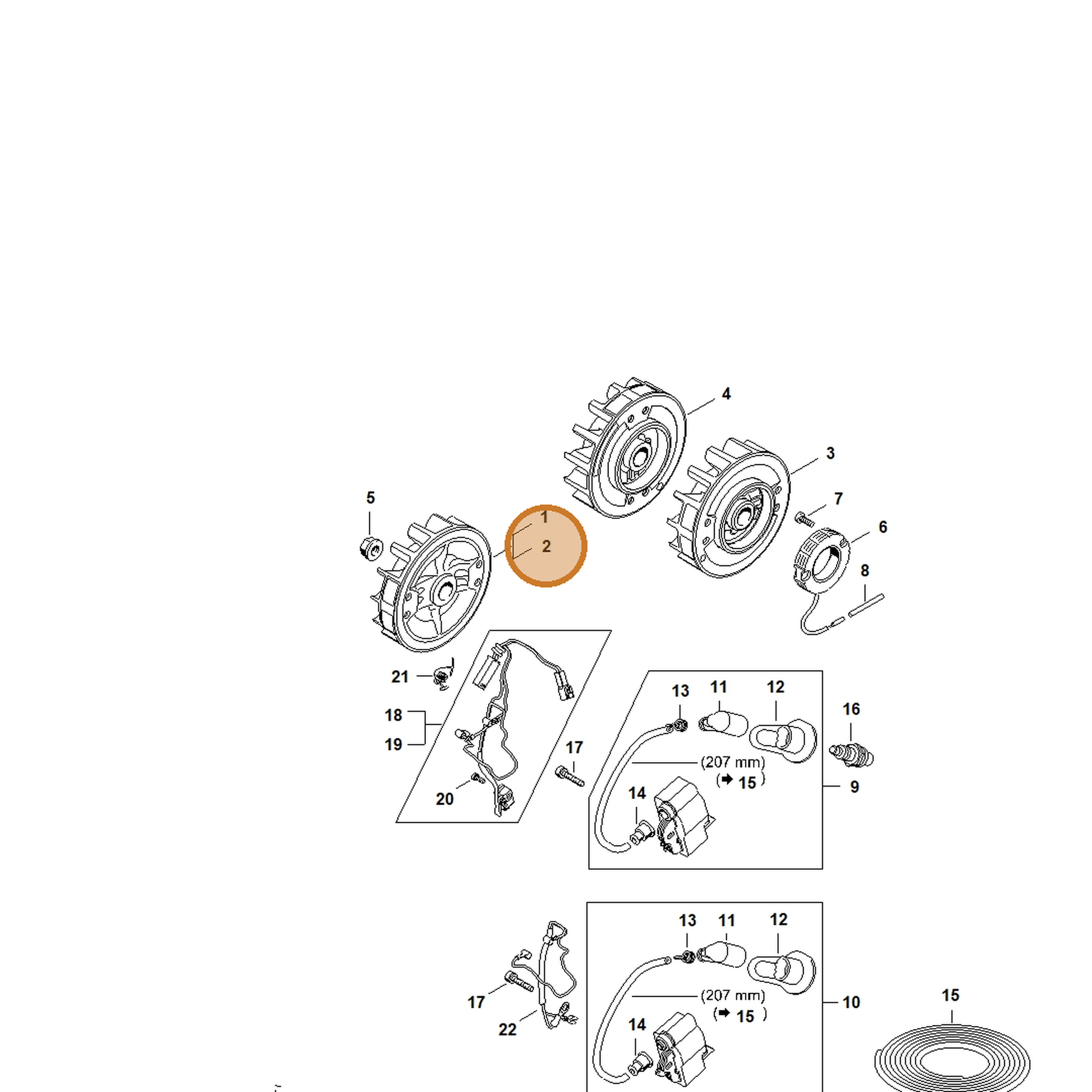 STIHL part 1140-400-1210 — IPL diagram snippet (6x zoom, amber highlight)