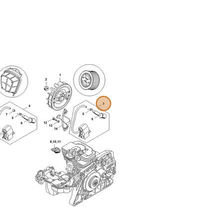 STIHL part 1140-400-1307 — IPL diagram snippet (6x zoom, amber highlight)