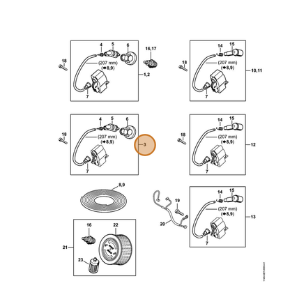 STIHL part 1140-400-1309 — IPL diagram snippet (6x zoom, amber highlight)