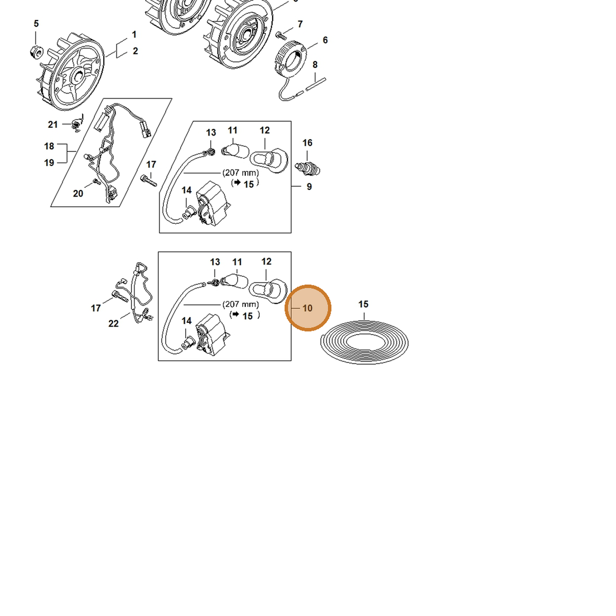 STIHL part 1140-400-1312 — IPL diagram snippet (6x zoom, amber highlight)