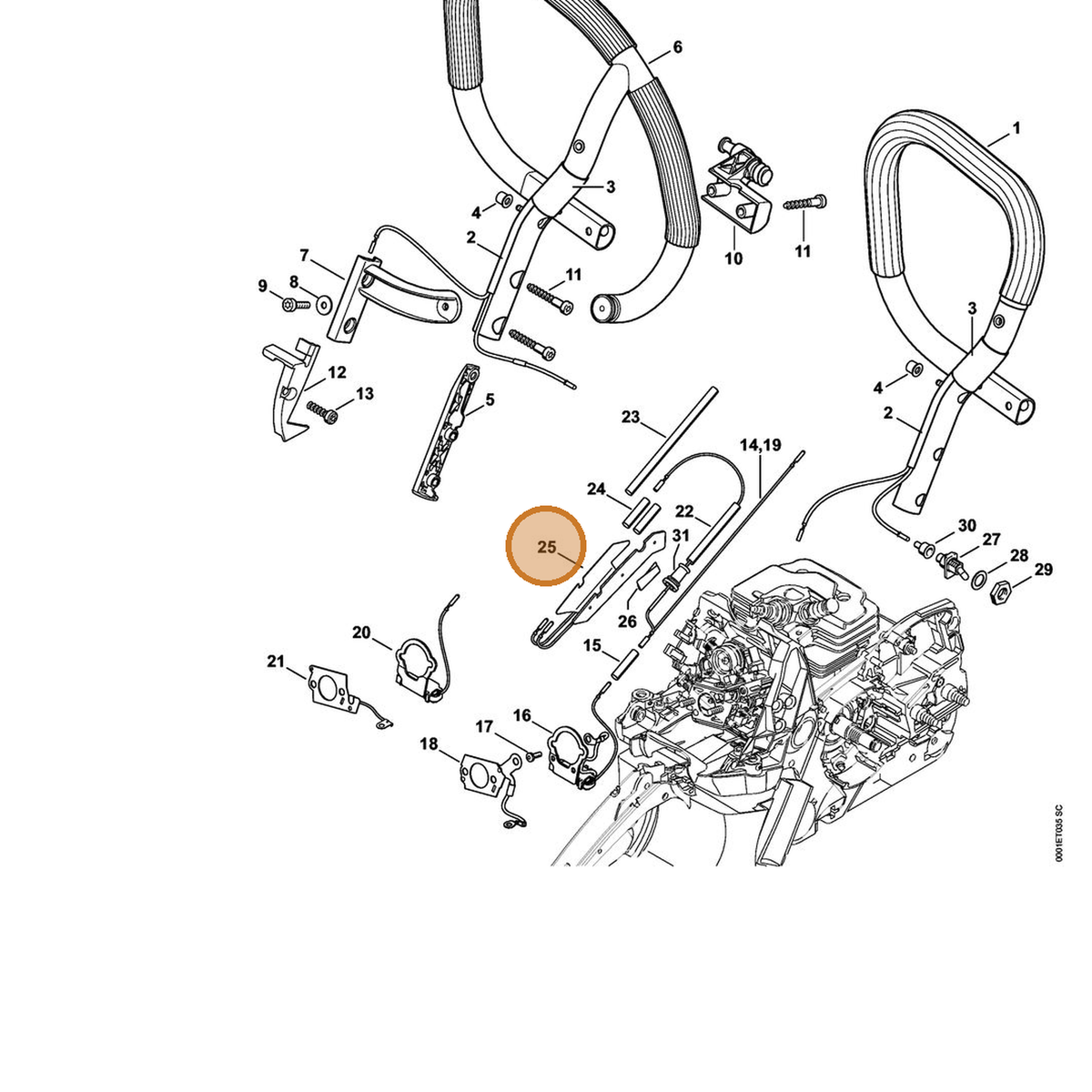 STIHL part 1140-430-6004 — IPL diagram snippet (6x zoom, amber highlight)