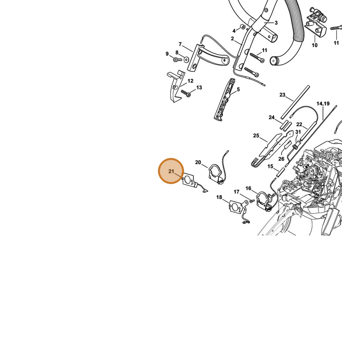 STIHL part 1140-434-5100 — IPL diagram snippet (6x zoom, amber highlight)