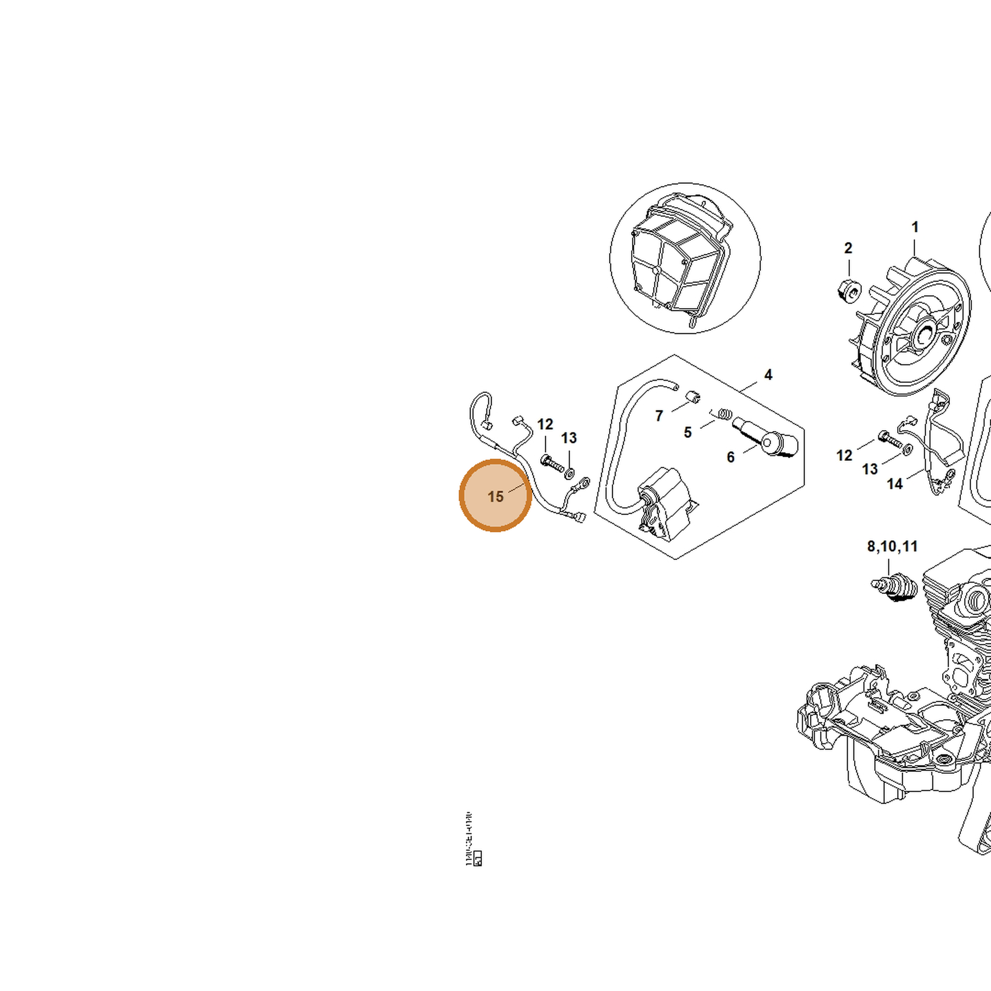 STIHL part 1140-440-3004 — IPL diagram snippet (6x zoom, amber highlight)