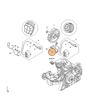 STIHL part 1140-440-3009 — IPL diagram snippet (6x zoom, amber highlight)