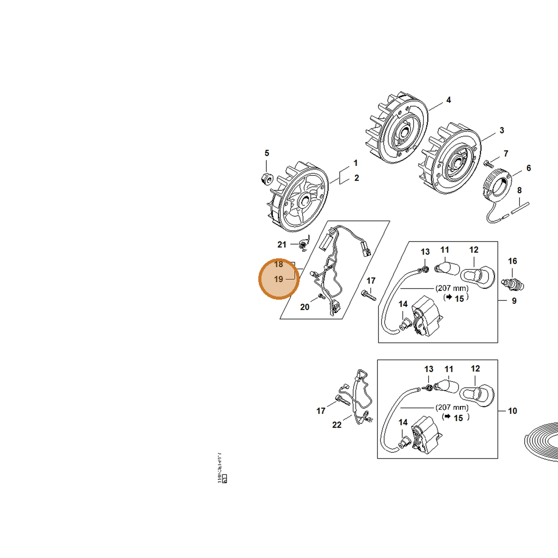 STIHL part 1140-440-3010 — IPL diagram snippet (6x zoom, amber highlight)