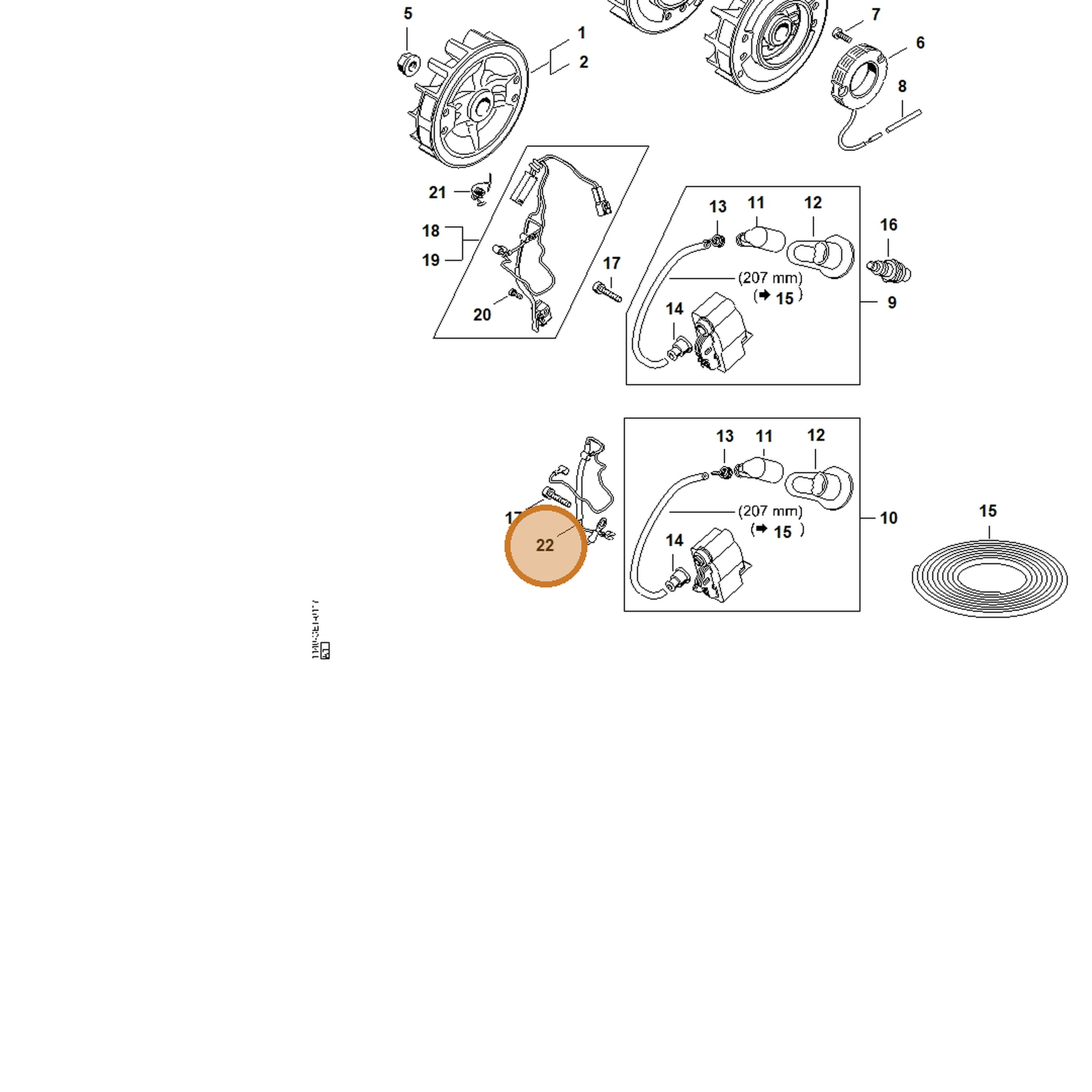 STIHL part 1140-440-3011 — IPL diagram snippet (6x zoom, amber highlight)