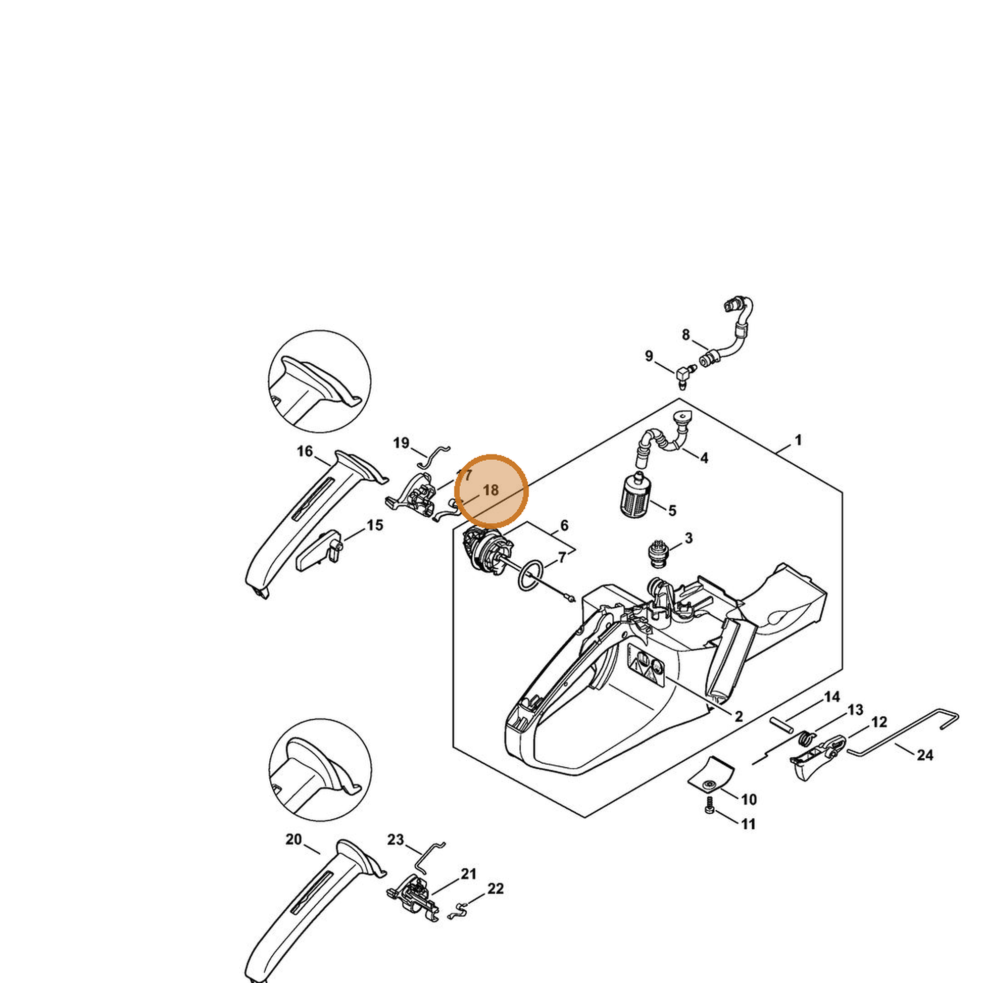 STIHL part 1140-442-1601 — IPL diagram snippet (6x zoom, amber highlight)