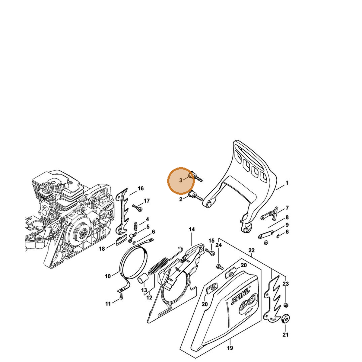 STIHL part 1140-790-6101 — IPL diagram snippet (6x zoom, amber highlight)