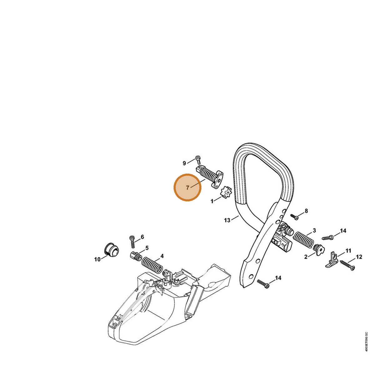 STIHL part 1140-790-8300 — IPL diagram snippet (6x zoom, amber highlight)