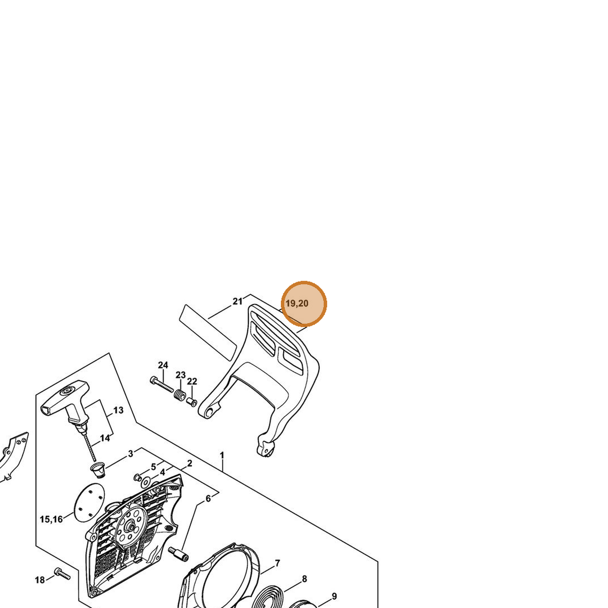 STIHL part 1140-790-9101 — IPL diagram snippet (6x zoom, amber highlight)