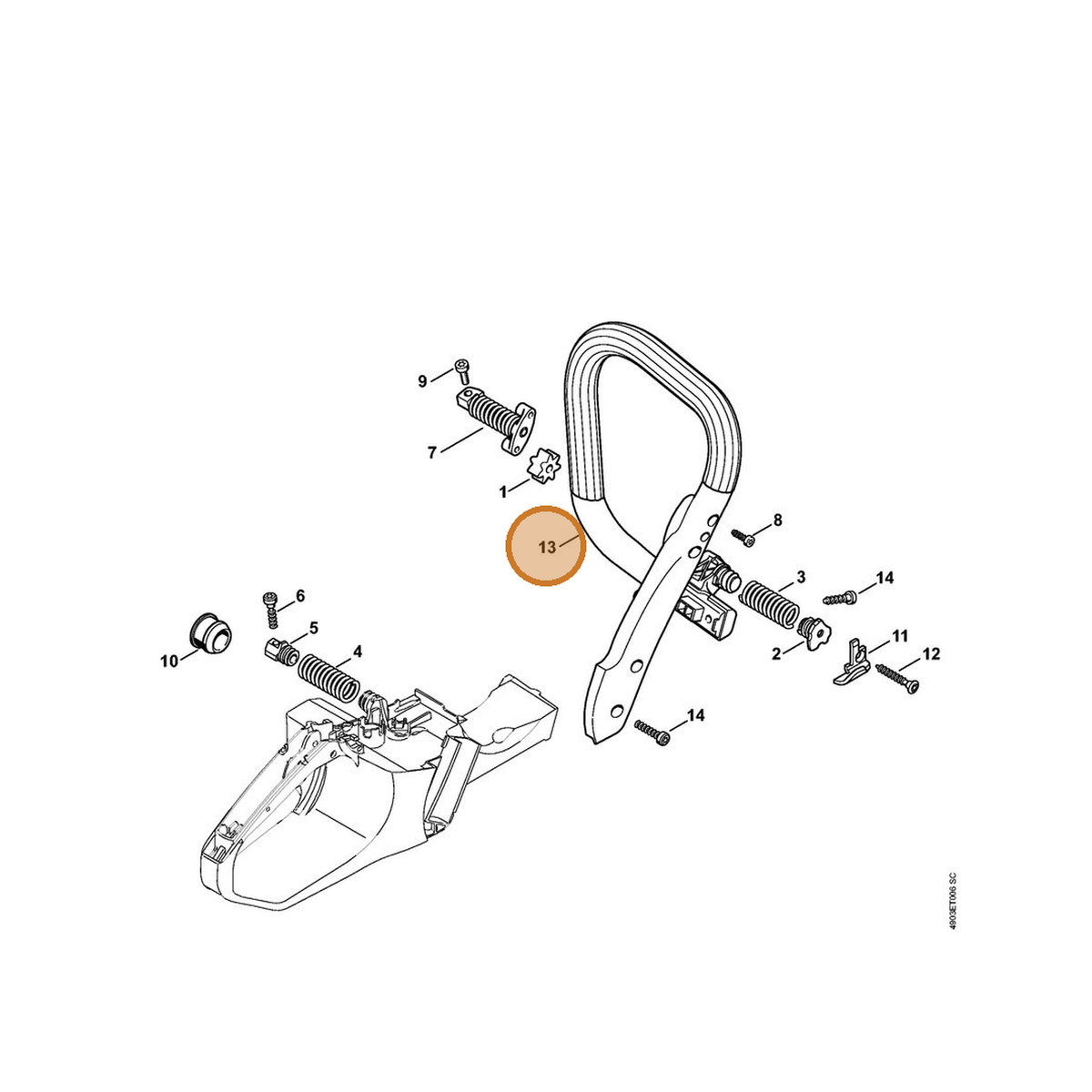 STIHL part 1140-791-1703 — IPL diagram snippet (6x zoom, amber highlight)