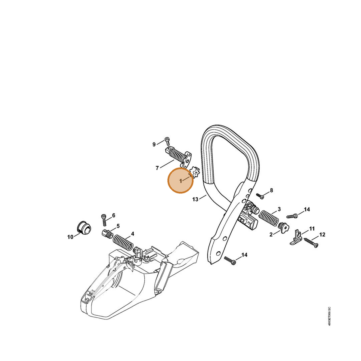 STIHL part 1140-791-2800 — IPL diagram snippet (6x zoom, amber highlight)