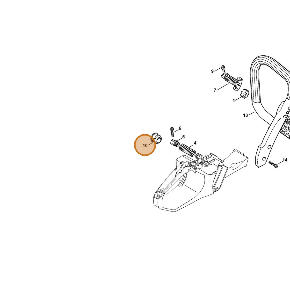 STIHL part 1140-791-2801 — IPL diagram snippet (6x zoom, amber highlight)