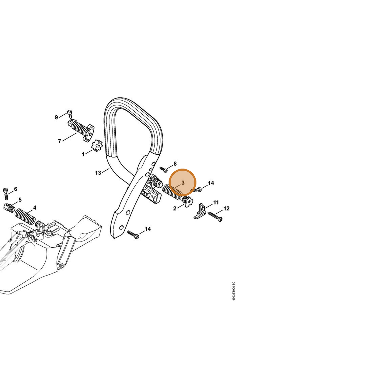 STIHL part 1140-791-3100 — IPL diagram snippet (6x zoom, amber highlight)