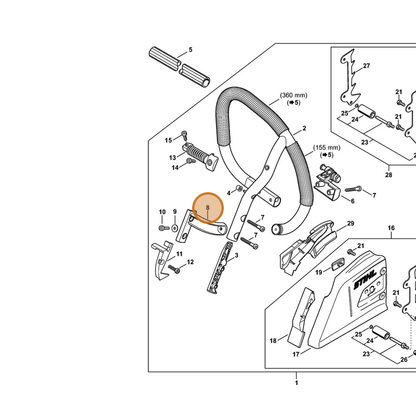 STIHL part 1140-791-5500 — IPL diagram snippet (6x zoom, amber highlight)