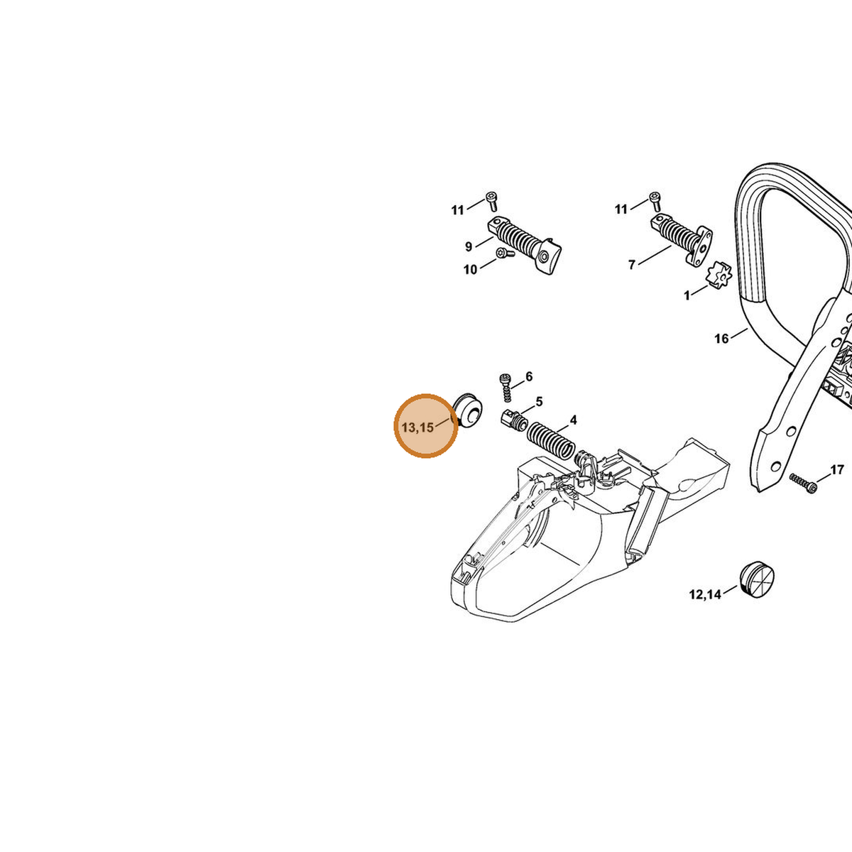 STIHL part 1140-791-5900 — IPL diagram snippet (6x zoom, amber highlight)