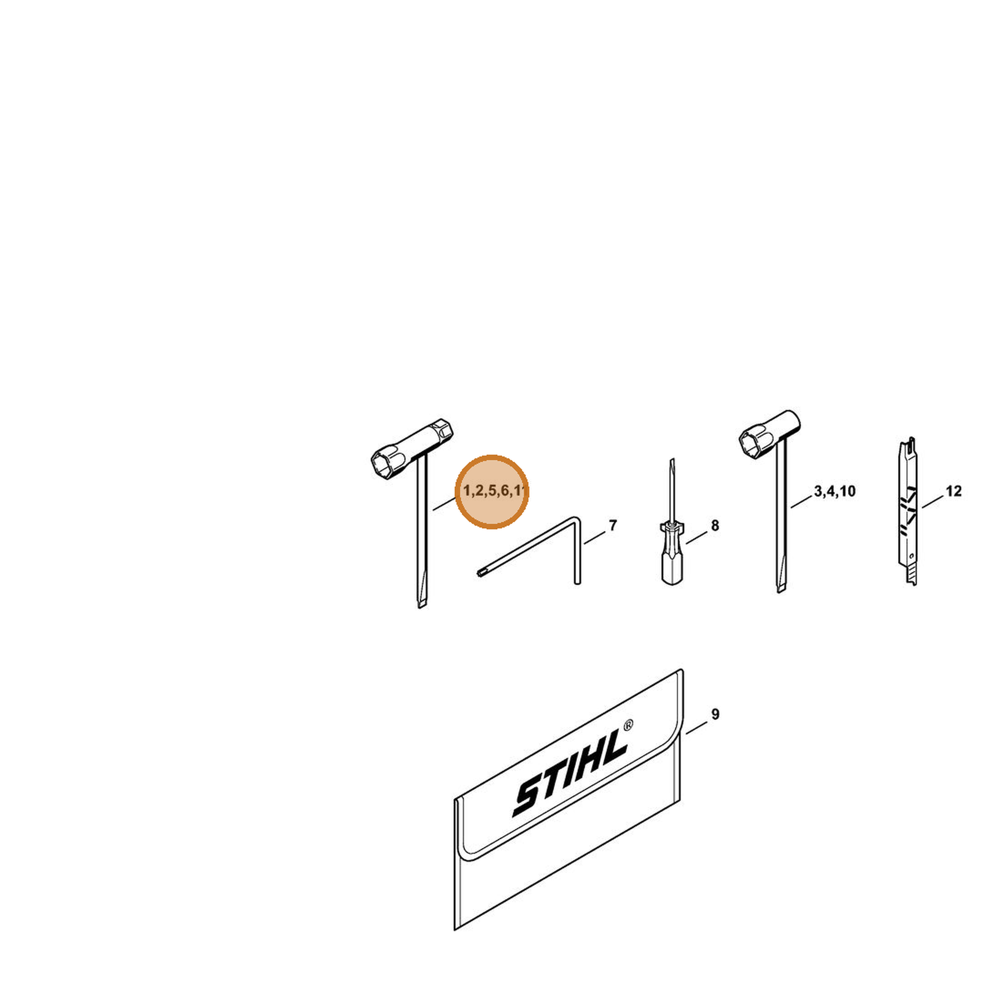 STIHL part 1140-890-1400 — IPL diagram snippet (6x zoom, amber highlight)