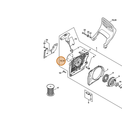 STIHL part 1140-967-1500 — IPL diagram snippet (6x zoom, amber highlight)