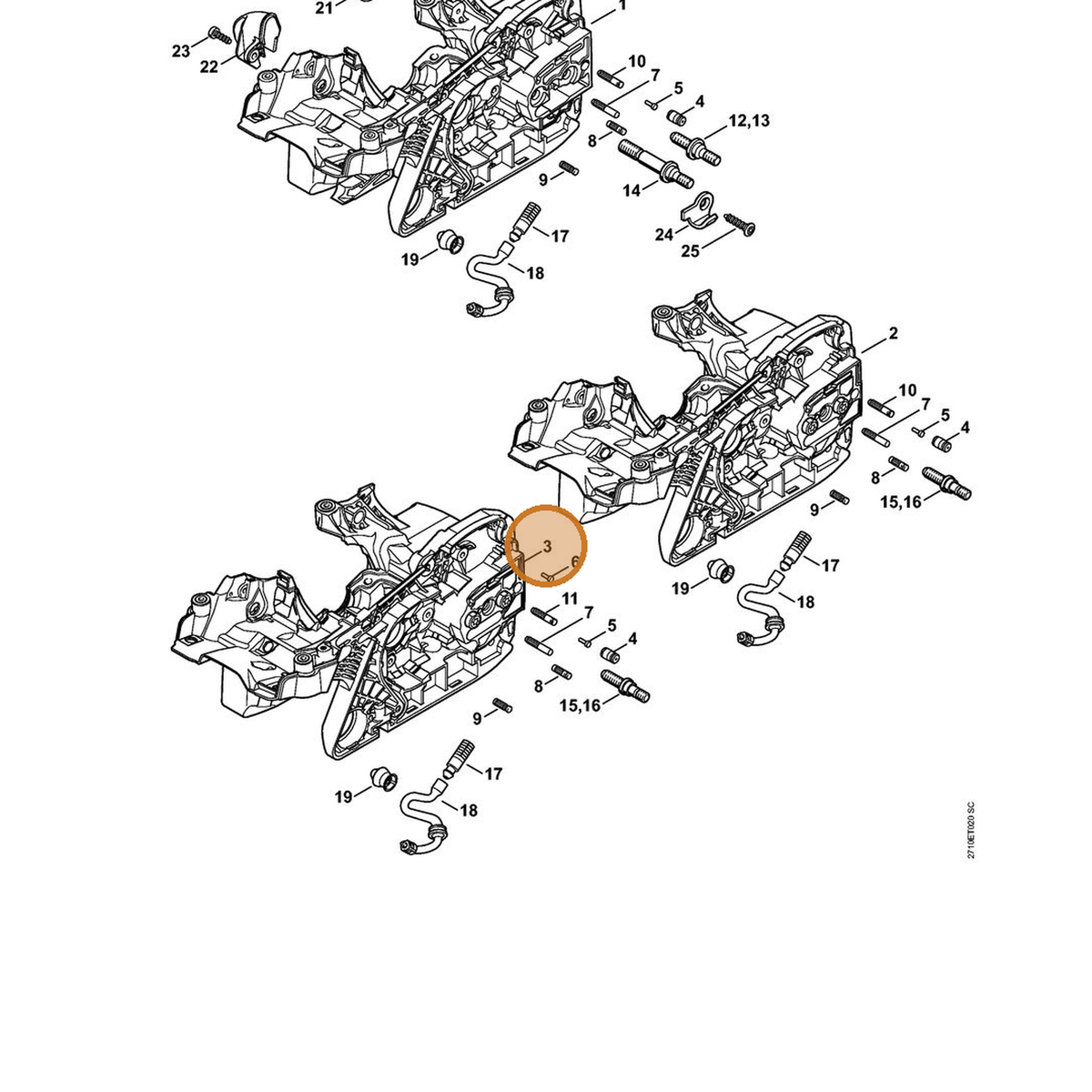 STIHL part 1141-020-3023 — IPL diagram snippet (6x zoom, amber highlight)