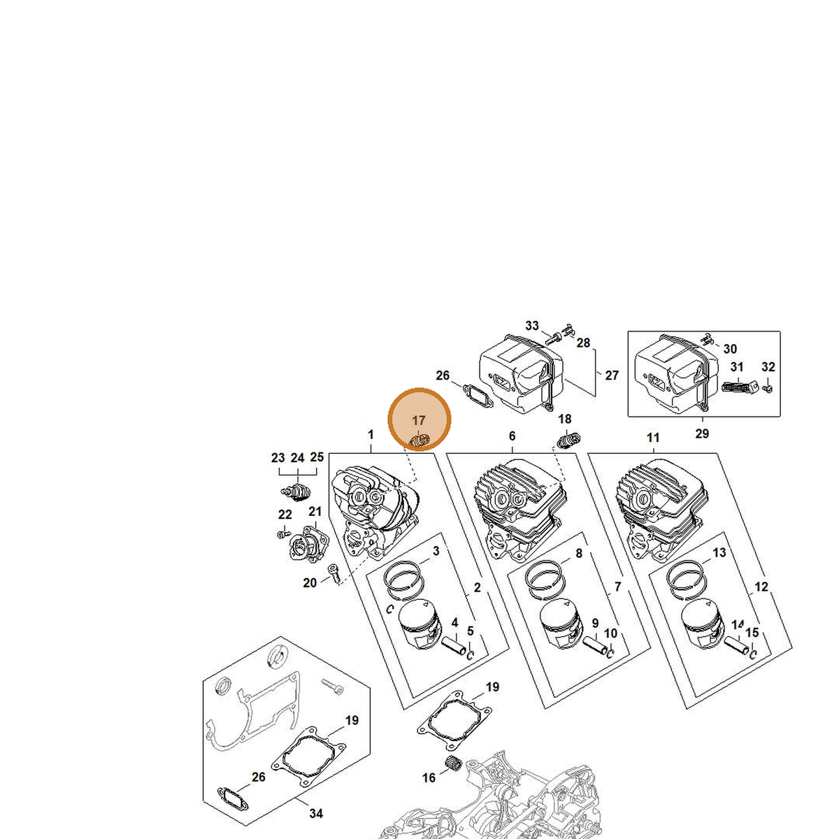 STIHL part 1141-020-9430 — IPL diagram snippet (6x zoom, amber highlight)