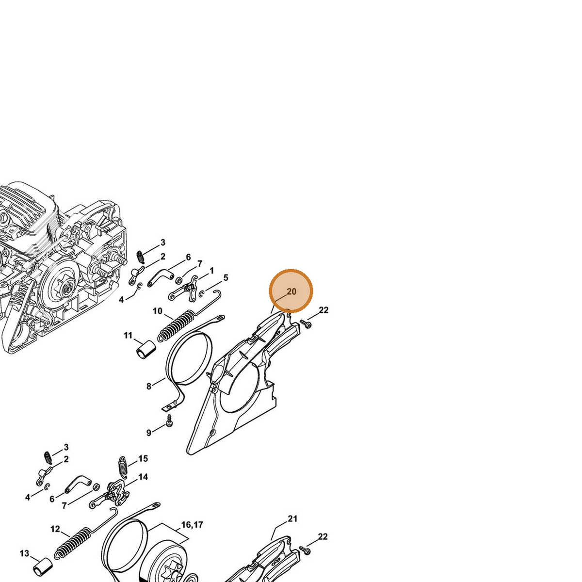 STIHL part 1141-021-1101 — IPL diagram snippet (6x zoom, amber highlight)