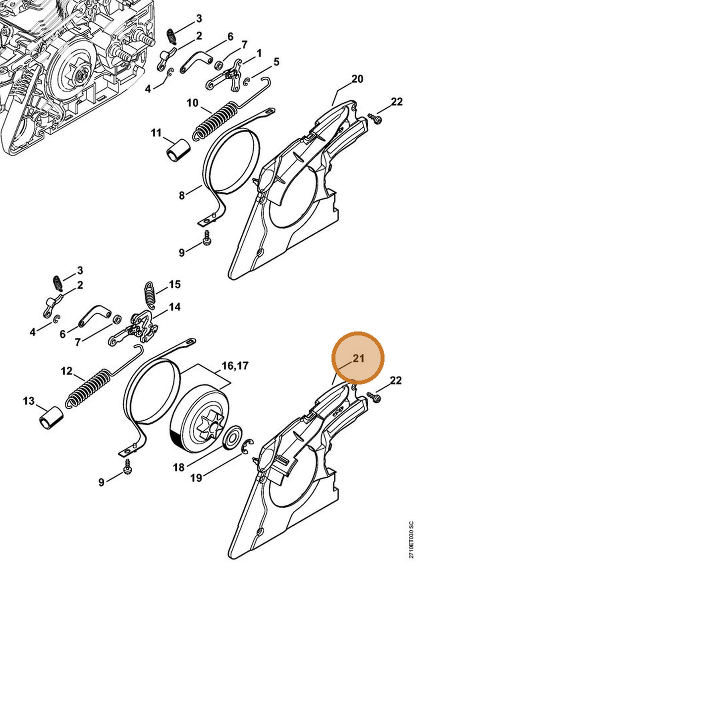 STIHL part 1141-021-1103 — IPL diagram snippet (6x zoom, amber highlight)
