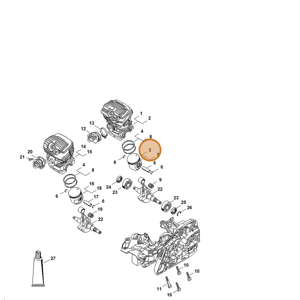 STIHL part 1141-030-2003 — IPL diagram snippet (6x zoom, amber highlight)