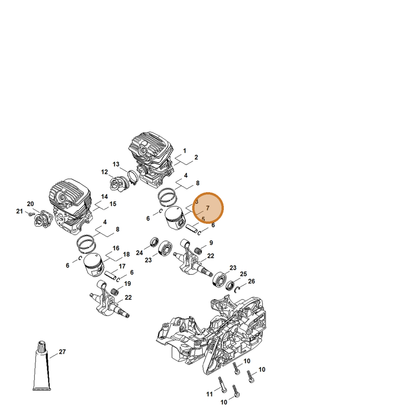 STIHL part 1141-030-2004 — IPL diagram snippet (6x zoom, amber highlight)