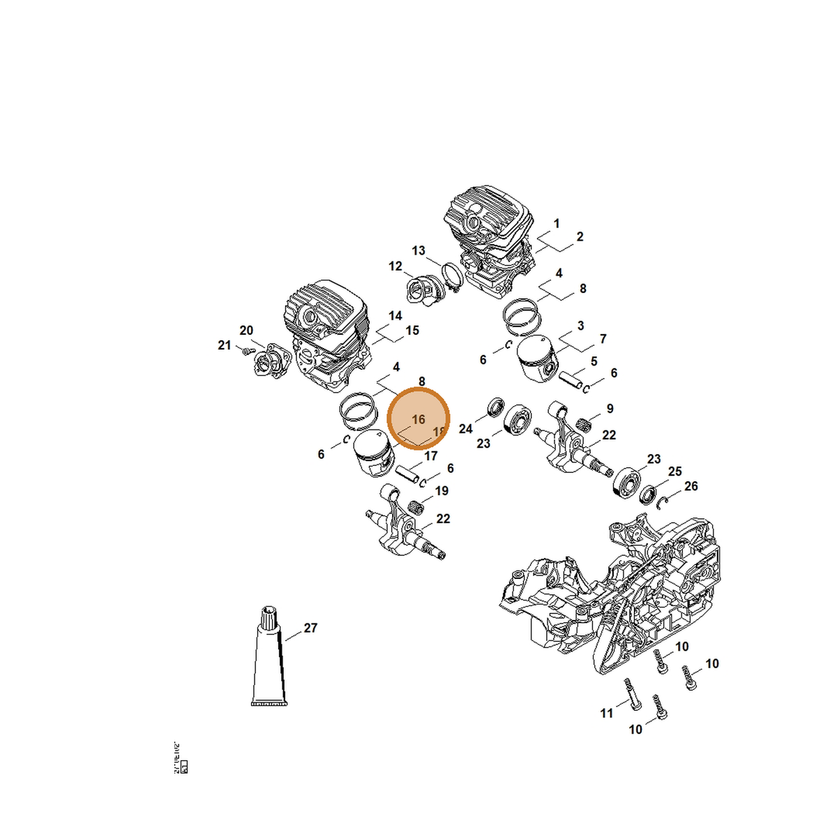 STIHL part 1141-030-2012 — IPL diagram snippet (6x zoom, amber highlight)