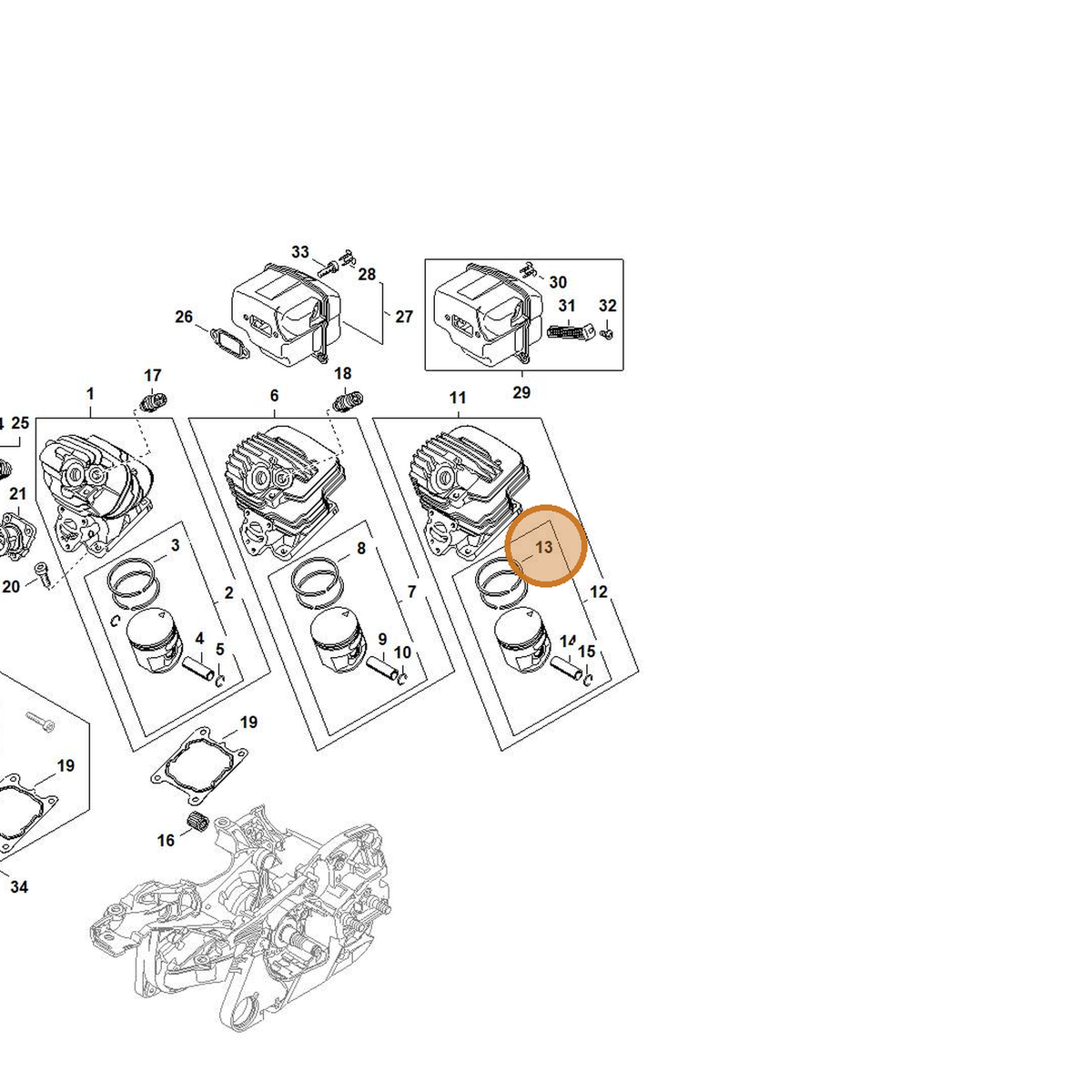 STIHL part 1141-034-3000 — IPL diagram snippet (6x zoom, amber highlight)