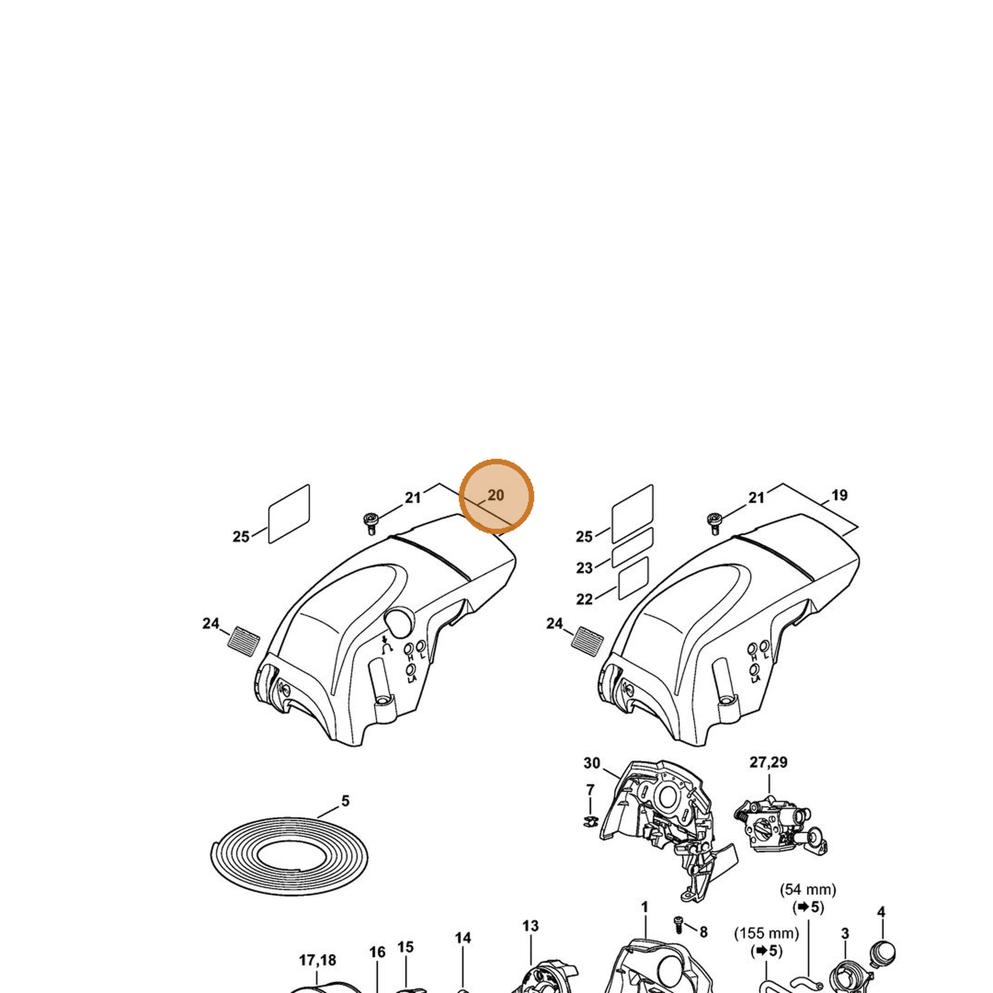 STIHL part 1141-080-1603 — IPL diagram snippet (6x zoom, amber highlight)