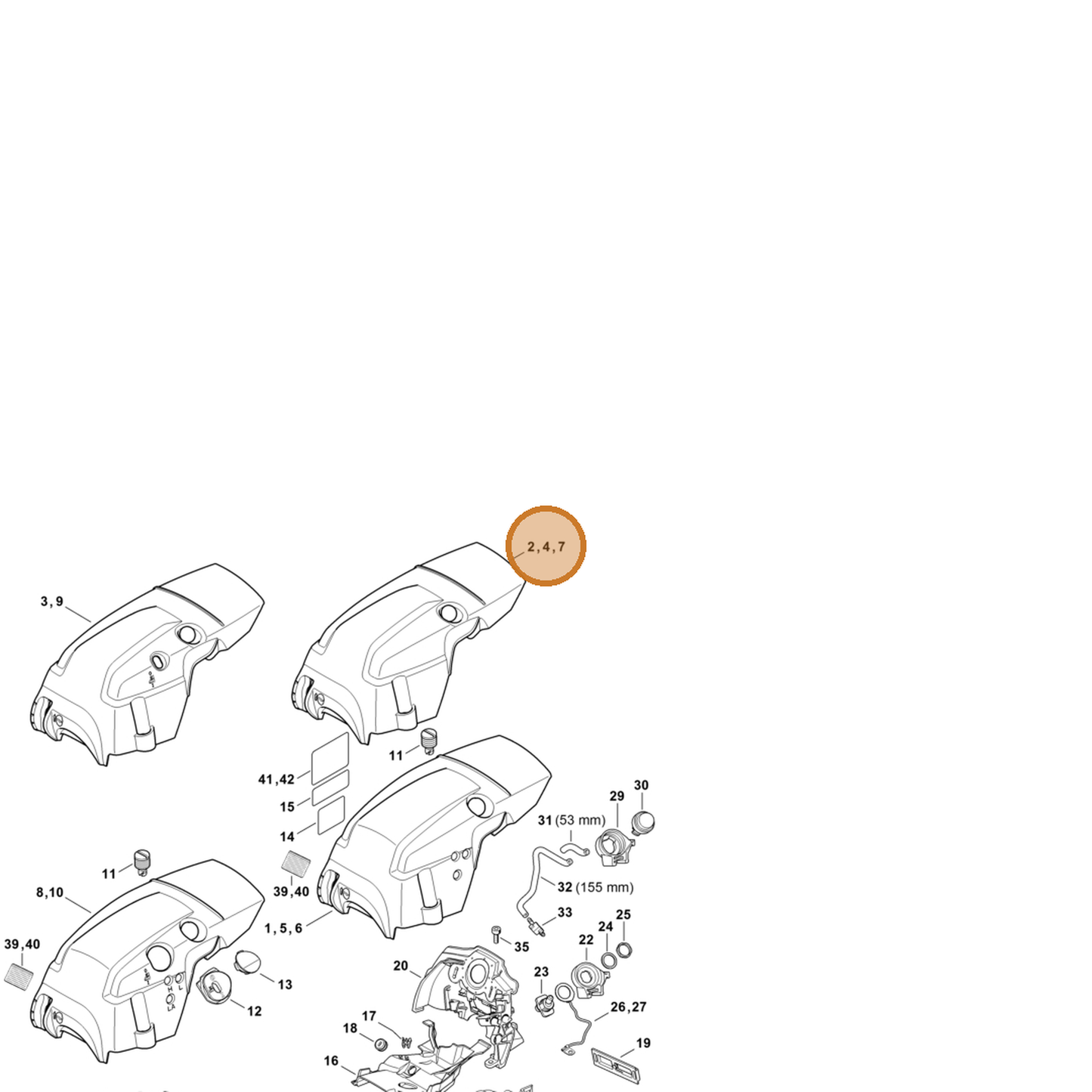 STIHL part 1141-080-1633 — IPL diagram snippet (6x zoom, amber highlight)