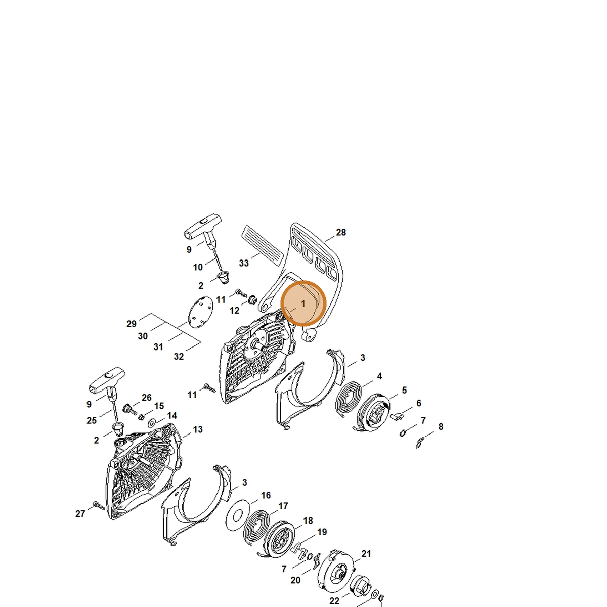 STIHL part 1141-080-1801 — IPL diagram snippet (6x zoom, amber highlight)