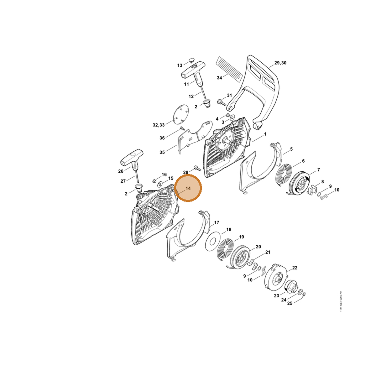 STIHL part 1141-080-1803 — IPL diagram snippet (6x zoom, amber highlight)