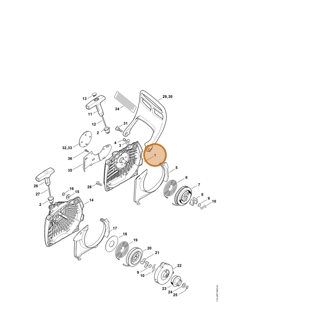 STIHL part 1141-080-1806 — IPL diagram snippet (6x zoom, amber highlight)