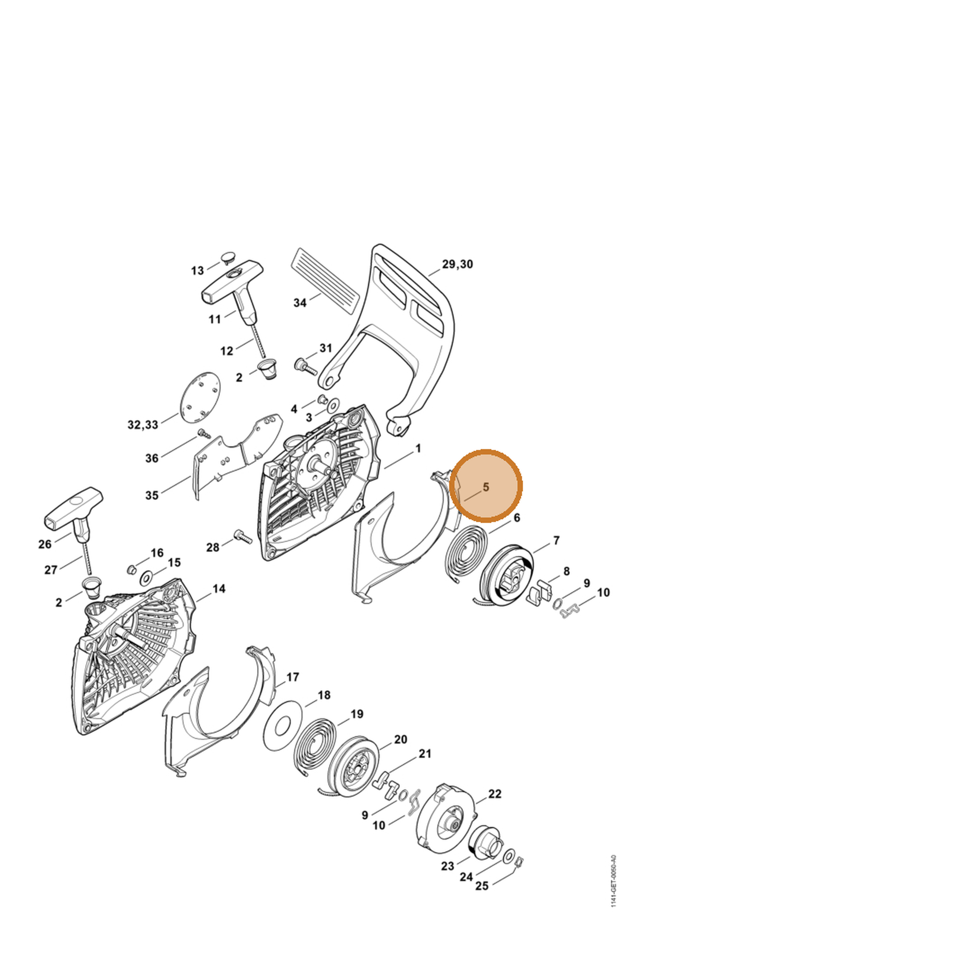 STIHL part 1141-084-7800 — IPL diagram snippet (6x zoom, amber highlight)