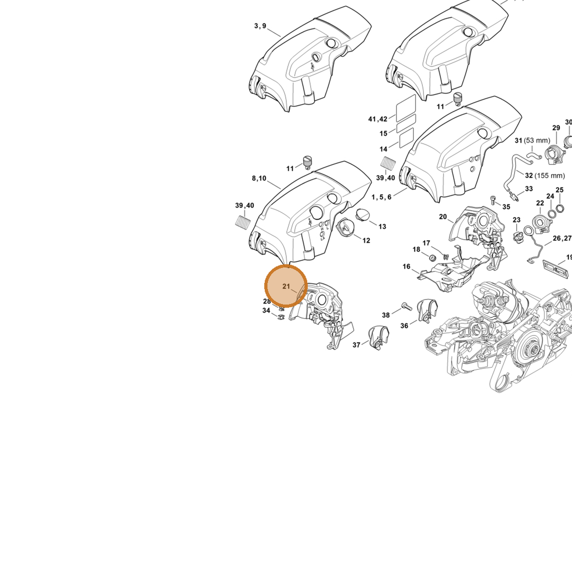 STIHL part 1141-087-3004 — IPL diagram snippet (6x zoom, amber highlight)