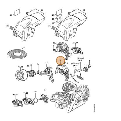 STIHL part 1141-087-3005 — IPL diagram snippet (6x zoom, amber highlight)