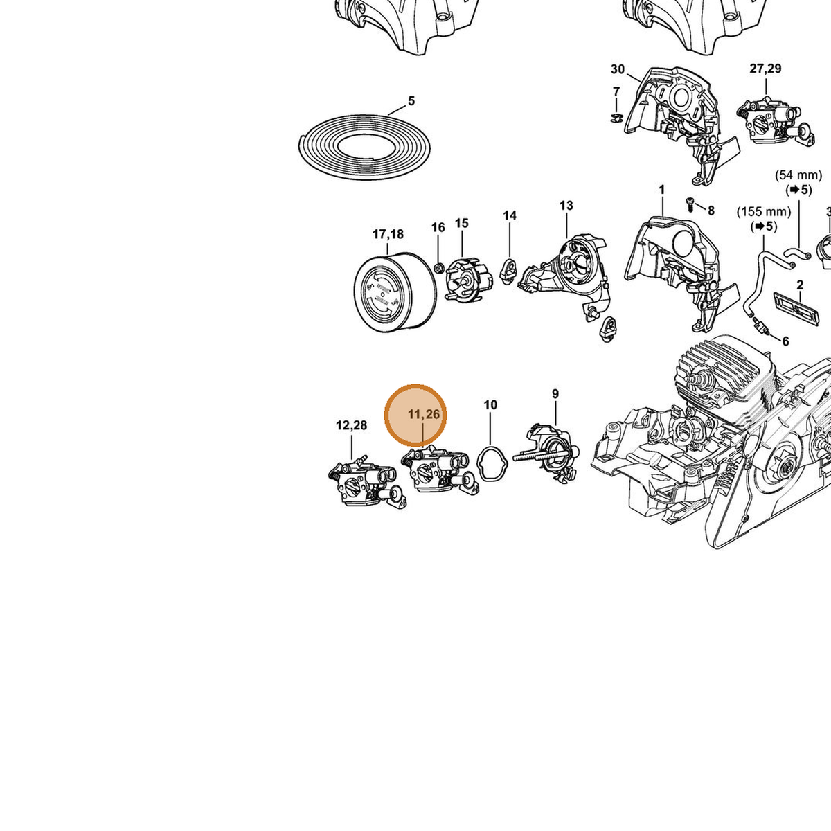 STIHL part 1141-120-0611 — IPL diagram snippet (6x zoom, amber highlight)