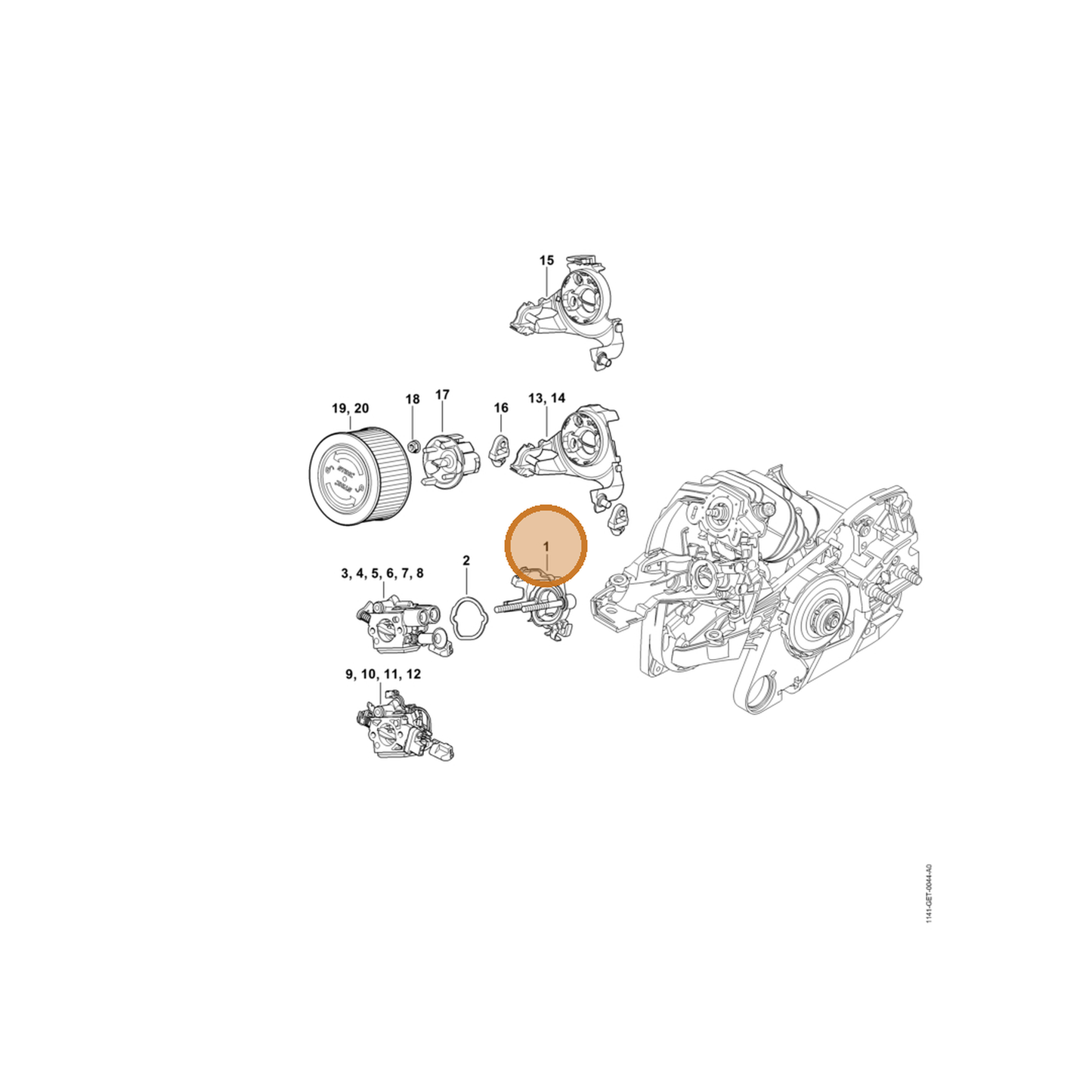 STIHL part 1141-120-0901 — IPL diagram snippet (6x zoom, amber highlight)