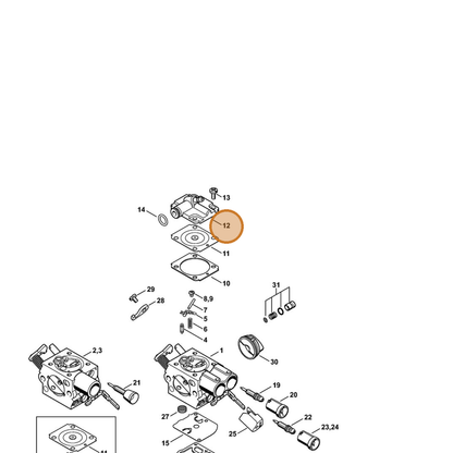 STIHL part 1141-121-0802 — IPL diagram snippet (6x zoom, amber highlight)