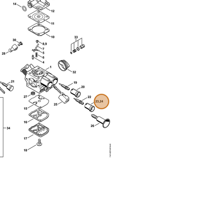 STIHL part 1141-121-2702 — IPL diagram snippet (6x zoom, amber highlight)