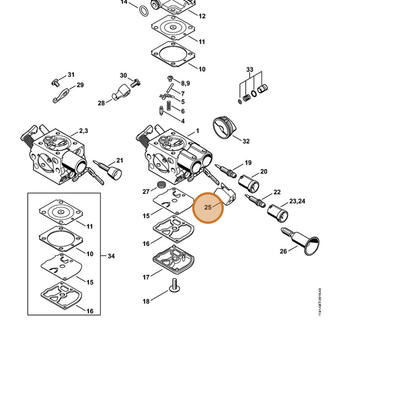 STIHL part 1141-121-2703 — IPL diagram snippet (6x zoom, amber highlight)
